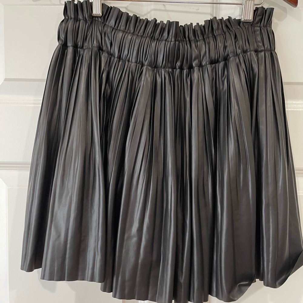 Zara faux leather pleated min skirt with shorts under